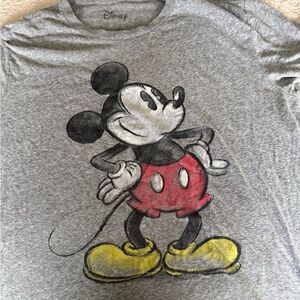 Disney Mickey Mouse Gray and Red Mens Graphic T-shirt